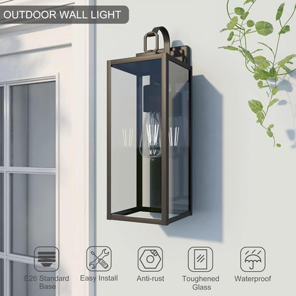 Dreamsidea 18 Inch Oversized Matte Black Exterior Light Fixture with Clear Glass