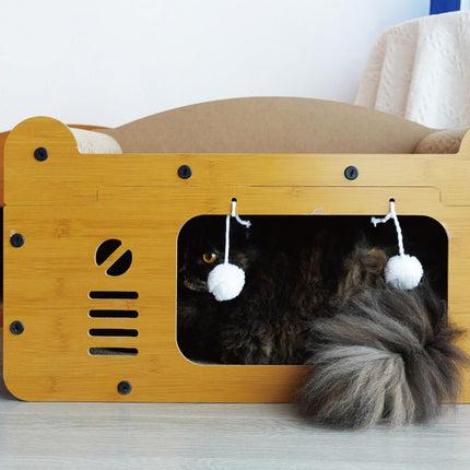 Wood Scratcher Lounger Cartoon Bed Furniture Cartoon Board Comfortable Lounger Toy Cats Nest Nesting Large