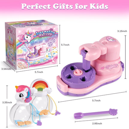 Soap Making Kit for Kids Unicorn & Rainbow Toys - Fun Christmas Birthday Easter Gifts for Girls Ages 3 4 5 6 7 Year Old - Arts and Crafts DIY Soap Maker Includes 2 Soap Flakes, 2 Portable Storage Bottles