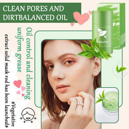 Green Tea Deep Cleanse Face Mask Stick,Moisturizing Oil Control Green Mud Clay Mask Stick for Face