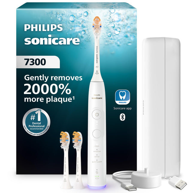 Philips Sonicare 7400 Series Electric Toothbrush - Next-Generation Sonicare Technology, Pressure Sensor, 12 Brushing Settings, SmarTimer, BrushPacer, 21-day Runtime, Travel Case, White, HX7420/07