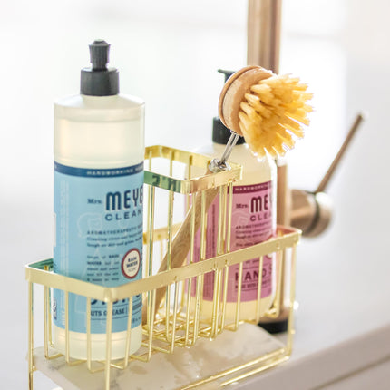 Kitchen Sink Caddy Organizer – With Self-Drying Stone, Multi-Purpose with Sponge & Dish Brush Holder, Compact Sink Sponge Holder for Kitchen or Bathroom Countertop