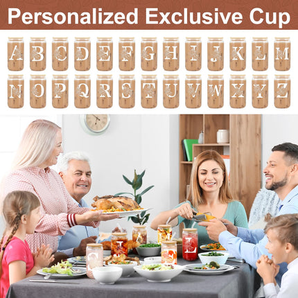 A-Z Iced Coffee Glass Cup with Lids and Straws
