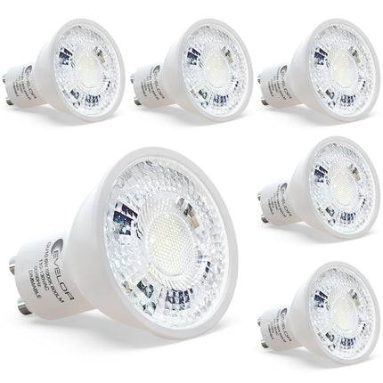 evelor GU10 Dimmable LED Light Bulb 5000K,6W, 600LM, 6-Pack Daylight White