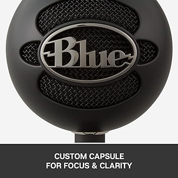 Logitech Blue Snowball iCE USB Microphone for PC, Mac, Gaming, Recording, Streaming, Podcasting, with Cardioid Condenser Mic Capsule, Adjustable Desktop Stand and USB cable, Plug 'n Play – Black