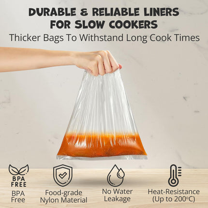 Slow Cooker Liner - [10 Pack] - (13"x 21") Fits 3QT to 8QT - Disposable Slow Cooker Bags Liner for Easy Cleanup & Cooking Convenience - Ideal Crock Pot Liners for Mess-Free Cooking & Storage
