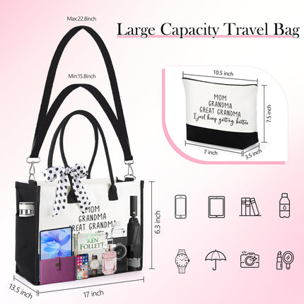 Travel Mothers/Grandma Birthday Gifts Nana Canvas Tote Bag with Makeup Bag for Shopping Canvas Beach Bag