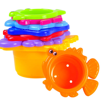 MooToys Under the Sea Animals Bath / Sand Stacking Cups For Boys And Girls. Brightly Colored (MT-109)
