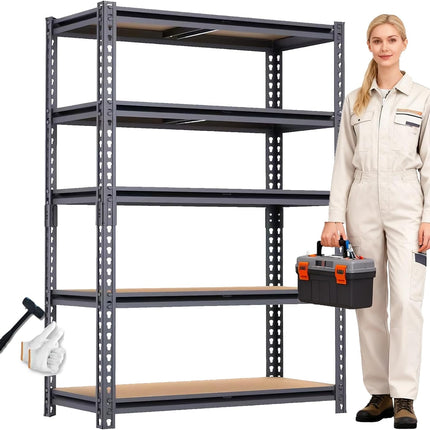 Metal Garage Storage Shelves Units, Storage Shelves for Basement, Warehouse, Workshop, 70 x 30 x 152 cm