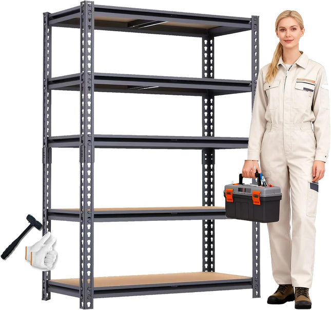 Metal Garage Storage Shelves Units, Storage Shelves for Basement, Warehouse, Workshop, 70 x 30 x 152 cm