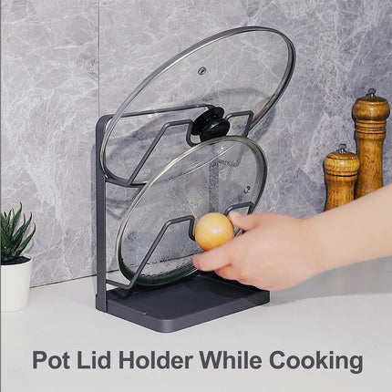 KAILE Multifunctional Kitchen Pot Lid Organizer for Countertop, Grey