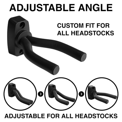 Guitar Wall Hanger 3-Pack Adjustable Guitar Wall Mount Hooks for Acoustic, Electric, Bass, Ukulele, Violin – Includes Screws & Anchors, Rubber-Coated Holder for Home & Studio