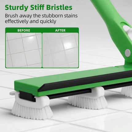 Zavrski Grout Cleaner Brush with 66'' Long Handle Stiff Bristle Grout Scrub Brush Crevice Cleaning Brush for Shower, Bathroom, Kitchen, Tile Floor, Wall and Ceiling (6 Brush Heads)