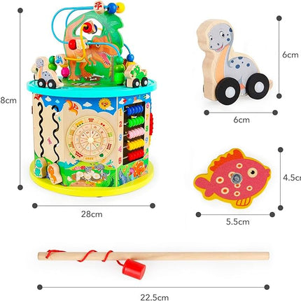 Wooden Toys Activity Cube for Kids,Montessori Toys with Bead Maze,Wooden Educational Activity Center  T119