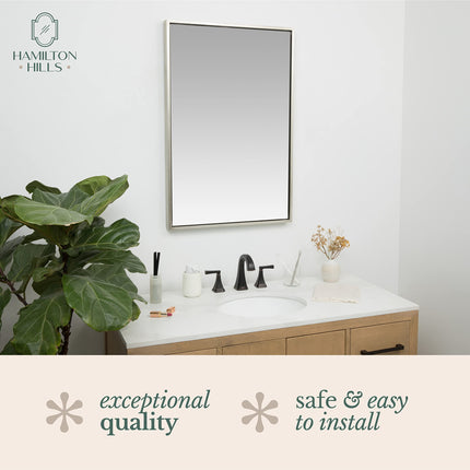 Hamilton Hills 22" x 30" Contemporary Black Framed Rectangular Wall Mirror