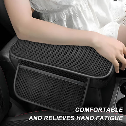 TSUGAMI Universal Fit Car Armrest Seat Box Cover Protector Center Console Cushion Pad with 2 Pocket, Black