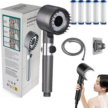 Ion Drops Shower Head, Iondrops Filtered, Turbo Showerhead, Shower Head with Filter - Pressure Boosting Showerhead, Filtered Shower Head with Handheld
