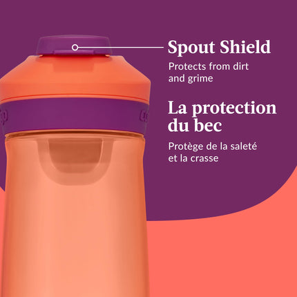 Contigo 1PC Kids Casey Water Bottle with Leak-Proof Lid, BPA-Free Plastic, Dishwasher Safe, Coral Plum or Blue Coral, 20 oz / 591 ml
