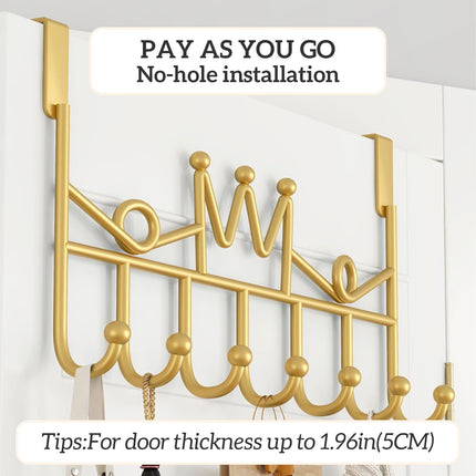 GVRGO Over Door Hanger with 5 Hooks, Metal Over The Door Towel Hook, Decorative Overdoor Organizers (Crown White, 2PCS)