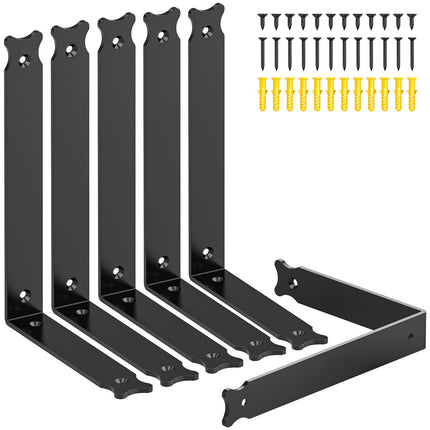 Floating Shelf Brackets 6 Pcs Heavy Duty L Bracket Corner Brace Support, 9 Inch Wall Mounted Industrial Metal Brackets for Shelves, Holds 200 lbs