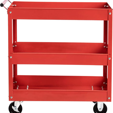 Amazon Basics Steel 3-Shelf Multipurpose Tub Utility/Supply Cart with 550 lb Capacity - Red