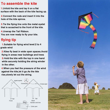 2 Pack Rainbow and Octopus Kites for Kids and Adults, Kids Outdoor Toys for Outdoor Games and Activities