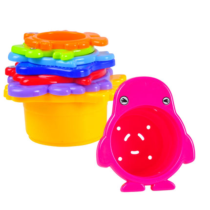 MooToys Under the Sea Animals Bath / Sand Stacking Cups For Boys And Girls. Brightly Colored (MT-109)