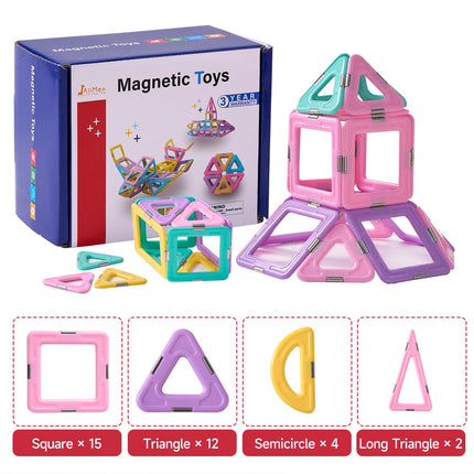 JAiiMen Magnetic Tiles Toys, Kids Building Blocks Set with Magnetic Figure, 3D Magnet Tile Girls Boys STEM Toy Learning Educational Christmas Birthday Gifts for Toddlers 3 4 5 6 7 8+ Year Old