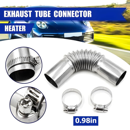 TSUGAMI Car Diesel Heater Exhaust Pipe, 2PCS 24mm Stainless Steel Parking Air Heater Exhaust Pipe Tube Elbow Connector with 4 Clamps, Automotive Accessories, Universal for SUV, Truck, RV