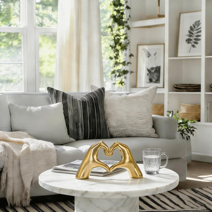 MOYI Gold Heart Hands Statue Aesthetic Boho Shelf Decor (No Bracelets)
