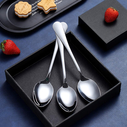 Berglander Set of 12, Stainless Steel Shiny Polish Tea Spoons Silverware, Tea Spoon Small Dessert Spoon 6.5" Teaspoons Dishwasher Safe