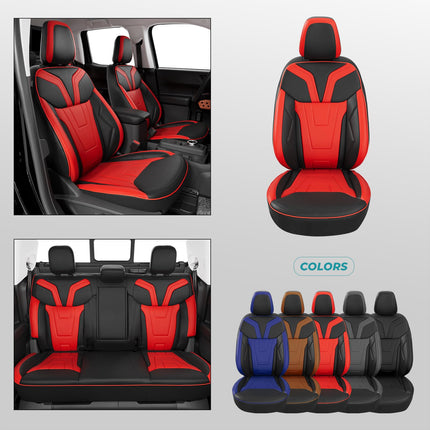 FEINEPRO for Ford Maverick Seat Covers XL XLT Lariat 2022 2023 2024 2025, Custom Fit Car Seat Cover Full Set, Luxury Leather Seat Covers, Waterproof Car Interior Accessories Cushions, Black Red