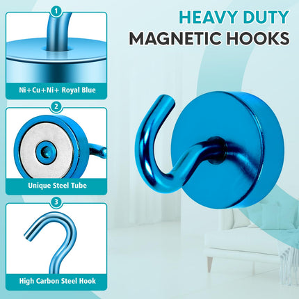 Neosmuk 6 Pack Magnetic Hooks Steel Tube Design for Cruise,40lb+ ROYAL BLUE X004HO634X