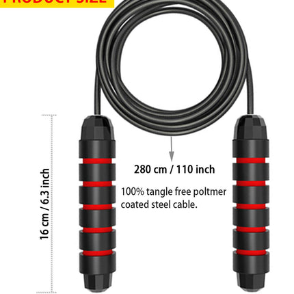 AIZIYUO Ball Bearings Tangle-Free Rapid Speed Cable Skipping Rope, Adjustable Jumping Ropes for Men, Women and Kids - 2 Pack