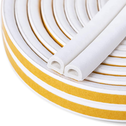 Jabukosu 32.8ft  Indoor Weather Stripping, Doors Windows Self Adhesive Foam, Soundproofing Weatherstrip Waterproof Seal, 7/20" x 6/25", White