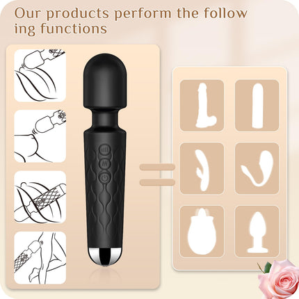 SANJIANKE Adult Vibrator Wand Sex Toy, G Spot Dildo, Clit Vibrator, Sex Vibrators,Clitoris Stimulation,with 8 Speeds & 20 Patterns, Quiet,Water-Resistant,Female Personal Wand Massager