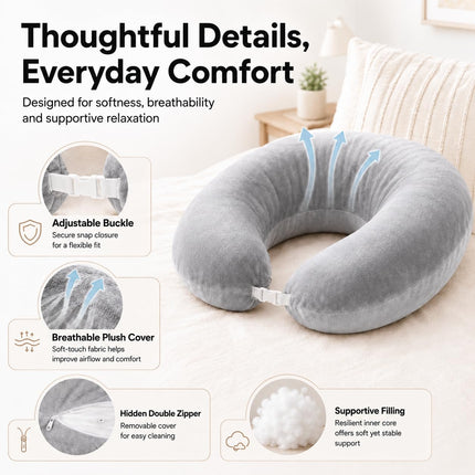 Gaming Pillow Arm Support Pillow for Bed & Sofa: Ergonomic U-Shaped Lap Pillow with Elbow Rest for Adults & Kids - Reduces Arm Pain & Fatigue During Gaming, Reading, Working & Crocheting