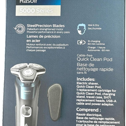 Philips Shaver Series 5000 Wet & Dry Electric Shaver with Quick Cleaning Pod  S5889/94