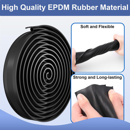 HTEZUU Universal Weatherproof Garage Door Seals Bottom Rubber, U+O Ring Replacement w/ 5/16" T-Ends