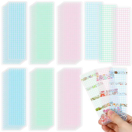 NUOBESTY 45pcs Washi Tape Sample Boards, Plastic Storage Cards for Journaling, Frosted Grid Washi Organizer Holder, Portable Tape Dispenser Plate for Scrapbooking, Journal, Art Crafts