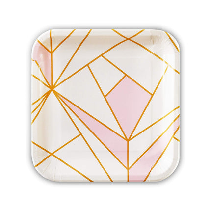 Solas Pink & Gold Paper Plates | Beautifully Designed, Fully Compostable & Biodegradable Pack of 20, 9 Inch Pink Party Plates