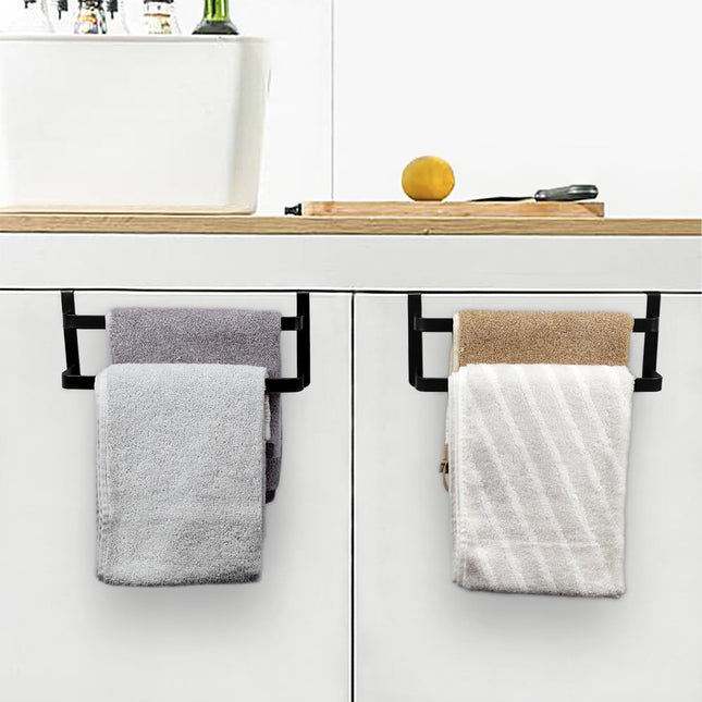 1 Pc Towel Holder for Kitchen Cabinet,Two-Tier Kitchen Towel Rack,Steel Over Cabinet Door Towel Bar,Double Towel Bar Rack,Holds Hand/Dish Towels & Washcloths