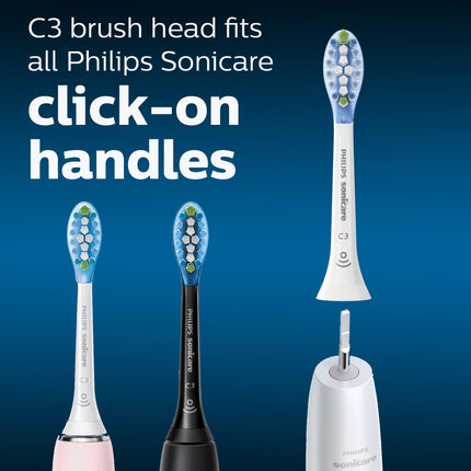 Philips Sonicare C3 2-in-1 Plaque Removal+Whitening Brush Heads, Genuine Replacement Toothbrush Heads, White, 2 Pack, HX9042/65