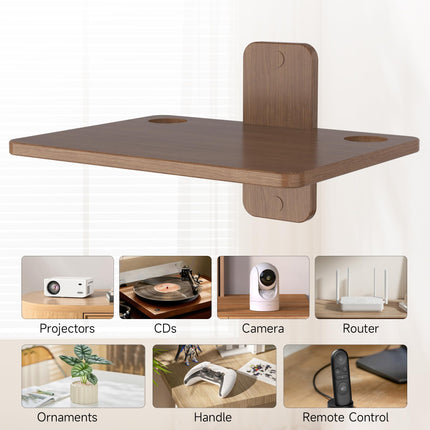 SUPTEK 1-Tier Wooden Floating TV Wall Mount with Shelf for DVD Player / PS4 / Cable Boxes/Game Consoles/Sky Box/TV Accessories, Entertainment Shelf, Walnut, CS501HT