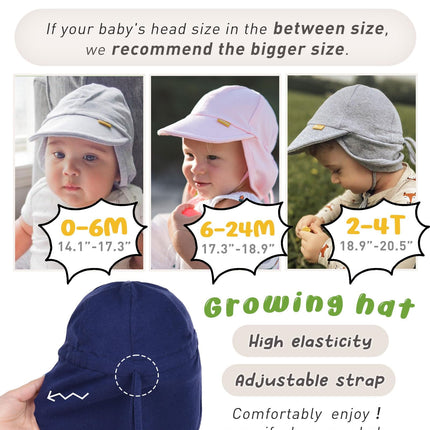 FURTALK Baby Sun Hat UPF 50+ UV Ray Sun Protection Cotton Toddler Hats, Navy