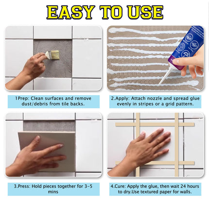 Heavy Duty Construction Adhesive - Quadence All-Purpose High Strength Contact Cement Concrete Glue for Concrete, Tile, Wood, Floors, Indoor & Outdoor Use - Fast Grab, Waterproof, Solvent-Free, 250g