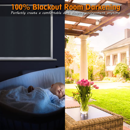 ECUCM 138" x 57" Blackout Curtains Window Covering Portable Blackout Shades, 100% Room Darkening Black Out Blinds for Baby Nursery Kids Bedroom Travel Temporary
