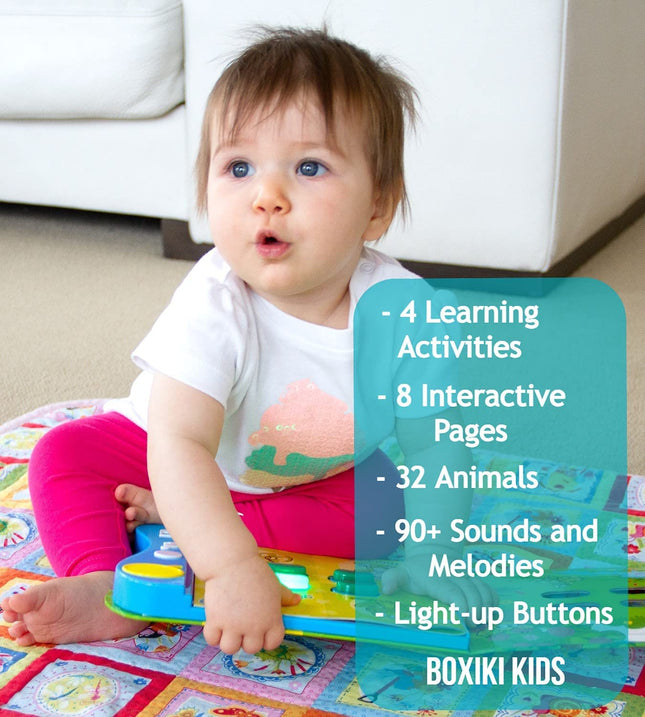Boxiki Kids Animal Sound Book for Toddlers – Interactive Learning Activity Book with Music, Animal Names & Sounds. Educational Toy for Baby & Early Development.
