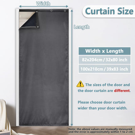 OliGreenice 82x204cm/W32xL80" Thermal Insulated Door Curtain Eyelet Doorway Cover Panel Windproof Warm Cold Protection Oxford Cloth Thicken Cotton Fiber Drapes for Living Room Garage Bedroom Dark Gray X004CLAJXH