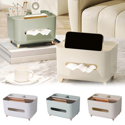 Tissue Box Organizer Cover for Storage Napkin Facial Tissue Holder Desktop Organizer with Stationery Pen Remote Control Decorative Box Tissue Box for Home Office Restaurant Car (A)